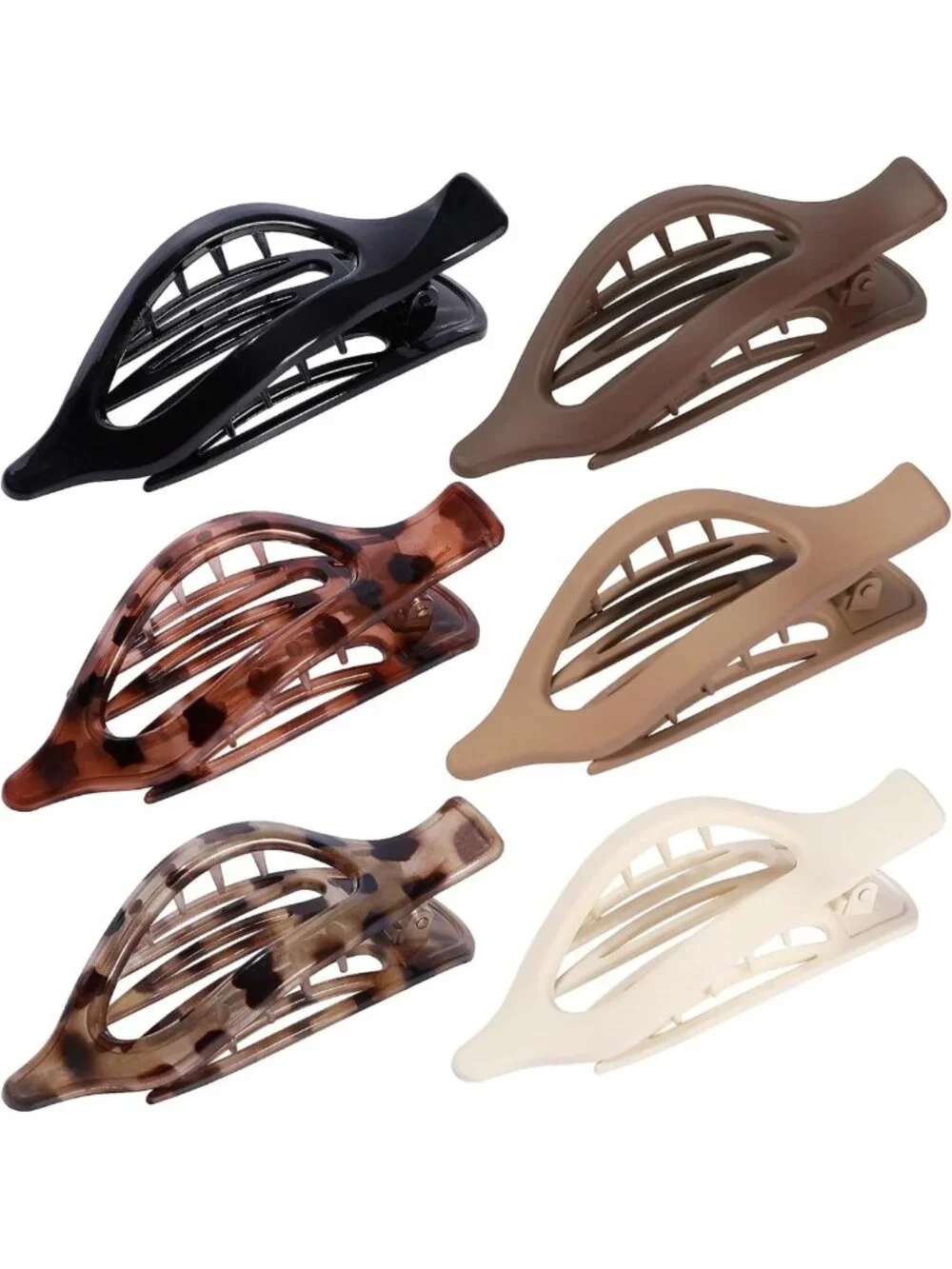 6 PCS French Flat Claw Hair Clips - Strong Hold, No Slip, Medium & Large for All